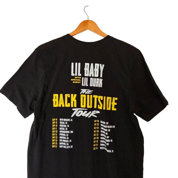 LIL BABY and LIL DURK 2021 The Back Outside Tour T-Shirt Tee Black XL Double Sid - Picture 7 of 8